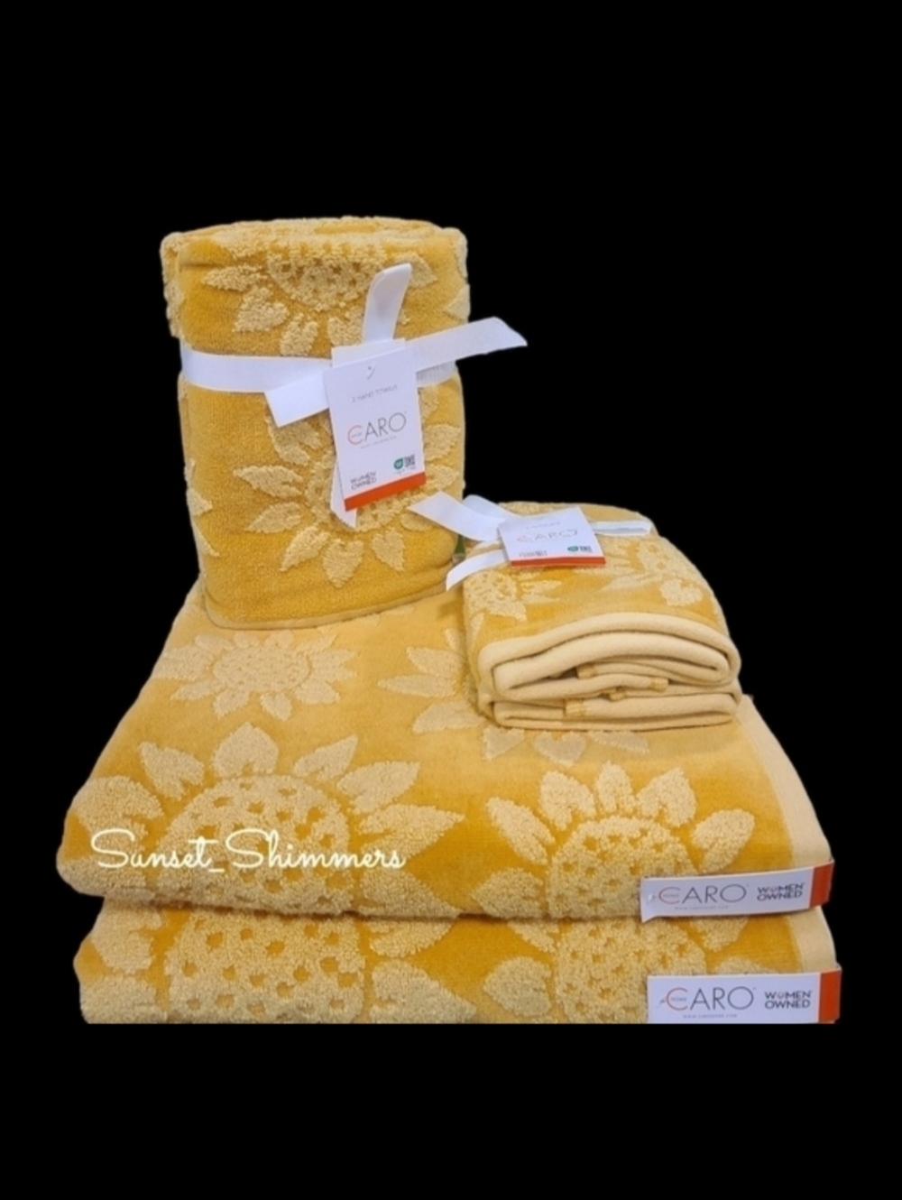 6pc Summer Fall SUNFLOWER BATH HAND TIP TOWEL SET Caro Home NEW